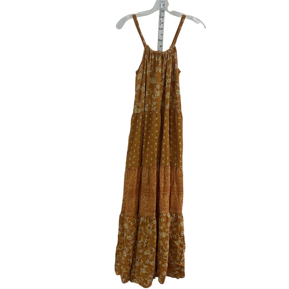 Wonderly Brown & Cream Floral Women's Long Sundress, Rayon, Size L - Preowned